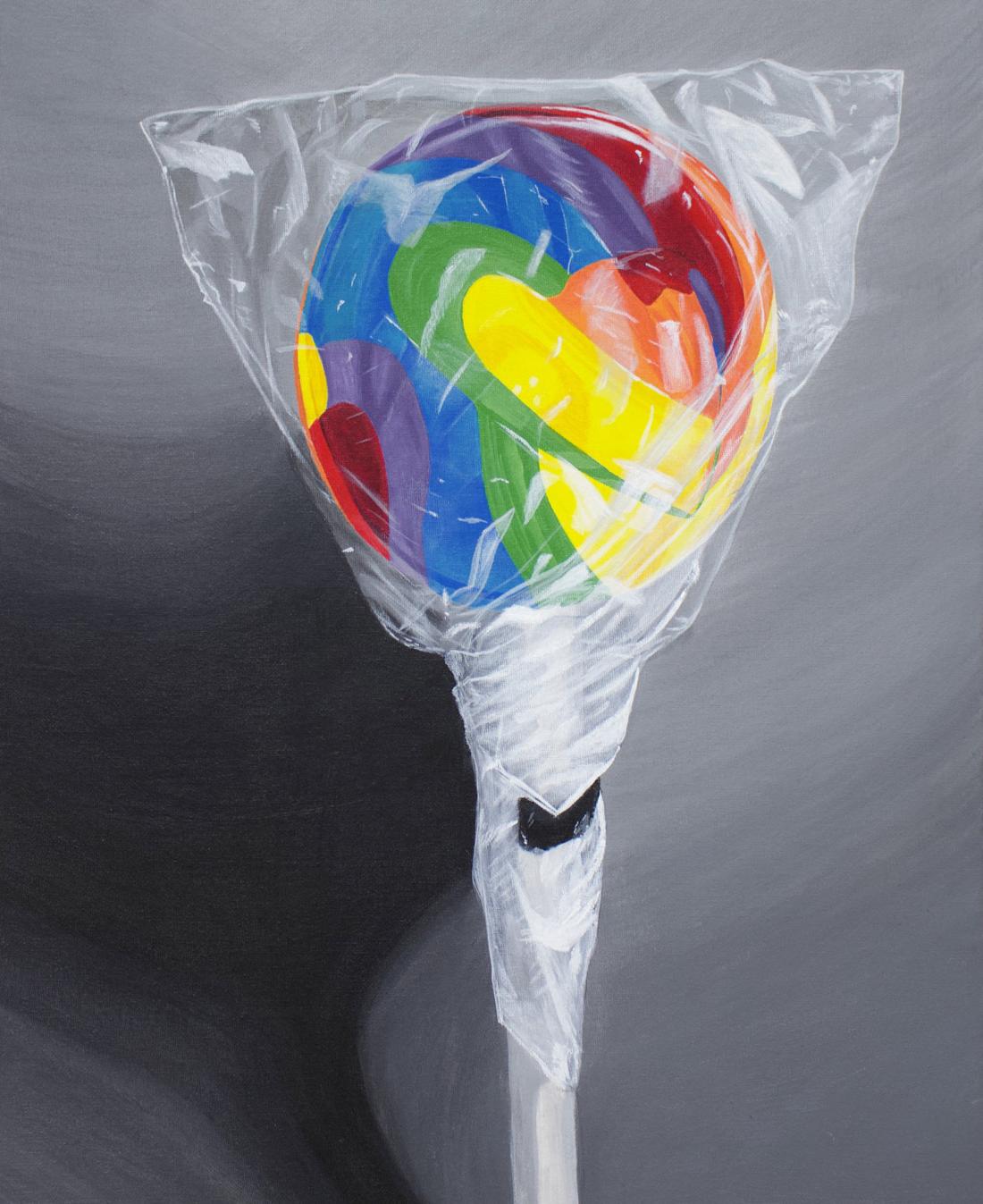Painting of a lolliepop created by a studio arts student. 